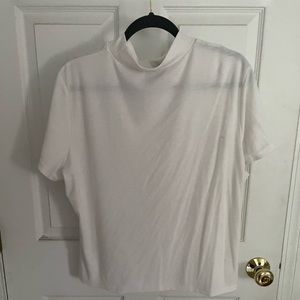 2X White Short Sleeve High-Neck Ribbed Shein T-shirt